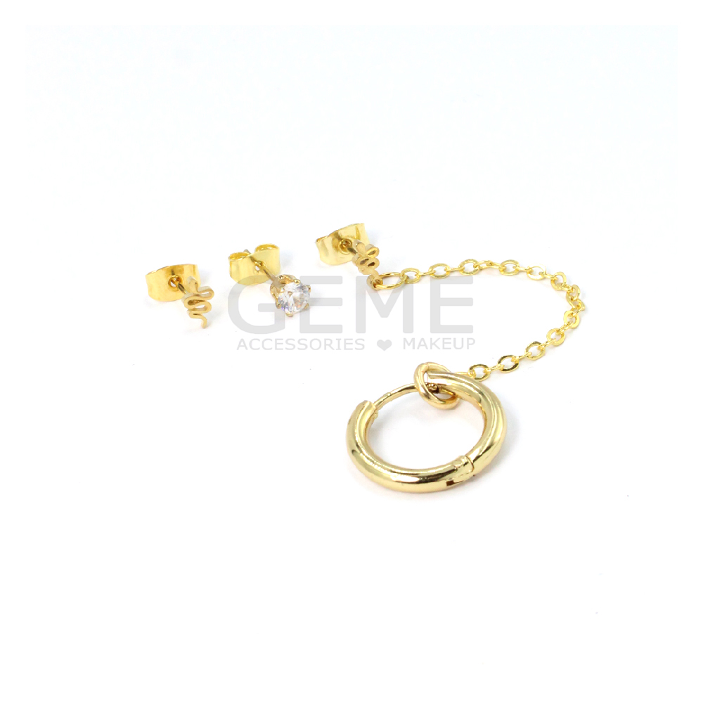Set 4 ατσάλινα σκουλαρίκια φίδι – κρίκος – strass